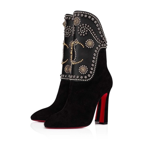Christian Louboutin Shoes - Christian Louboutin Alix Bootic 100 mid calf bootie in Black Suede leather EU37